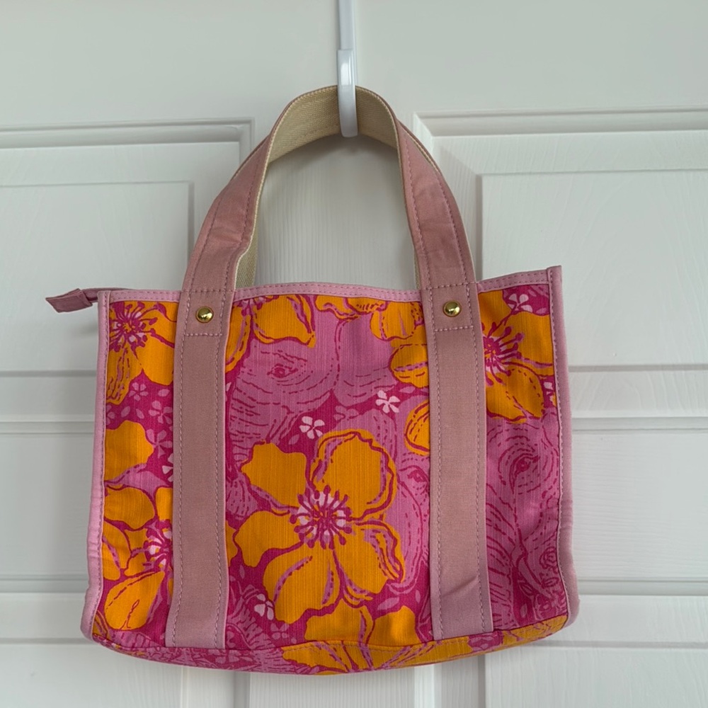 Vintage Lilly Pulitzer Pink and Orange Vibrant Mini Tote Bag - Picture 2 of 4